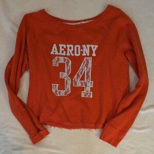 Aero NY Orange Cropped Sweatshirt